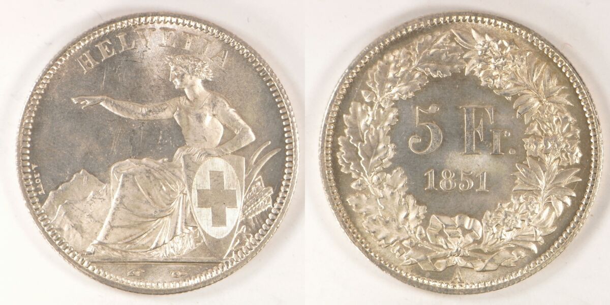 GFD 3/84: Schweizer Fünffrankenstück (Münze von 1851)