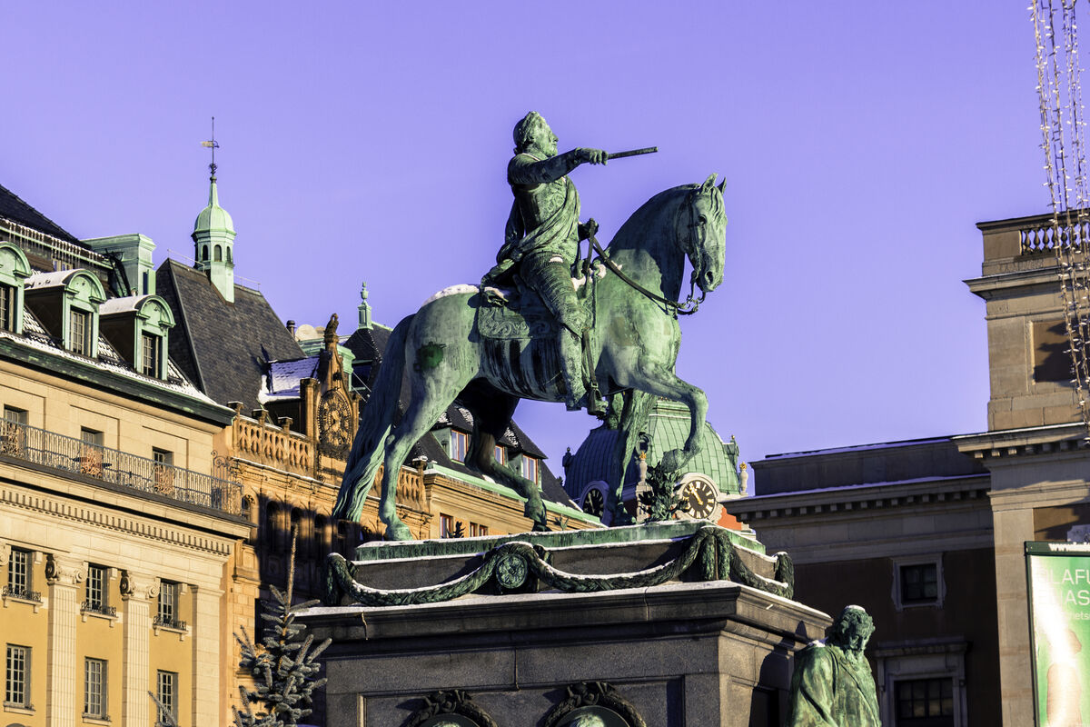 GFD 3/9: Gustav II. Adolph zu Pferde (Bronzestatue von Pierre Hubert L’Archevêque, fertiggestellt von Johan Tobias Sergel, 1791)